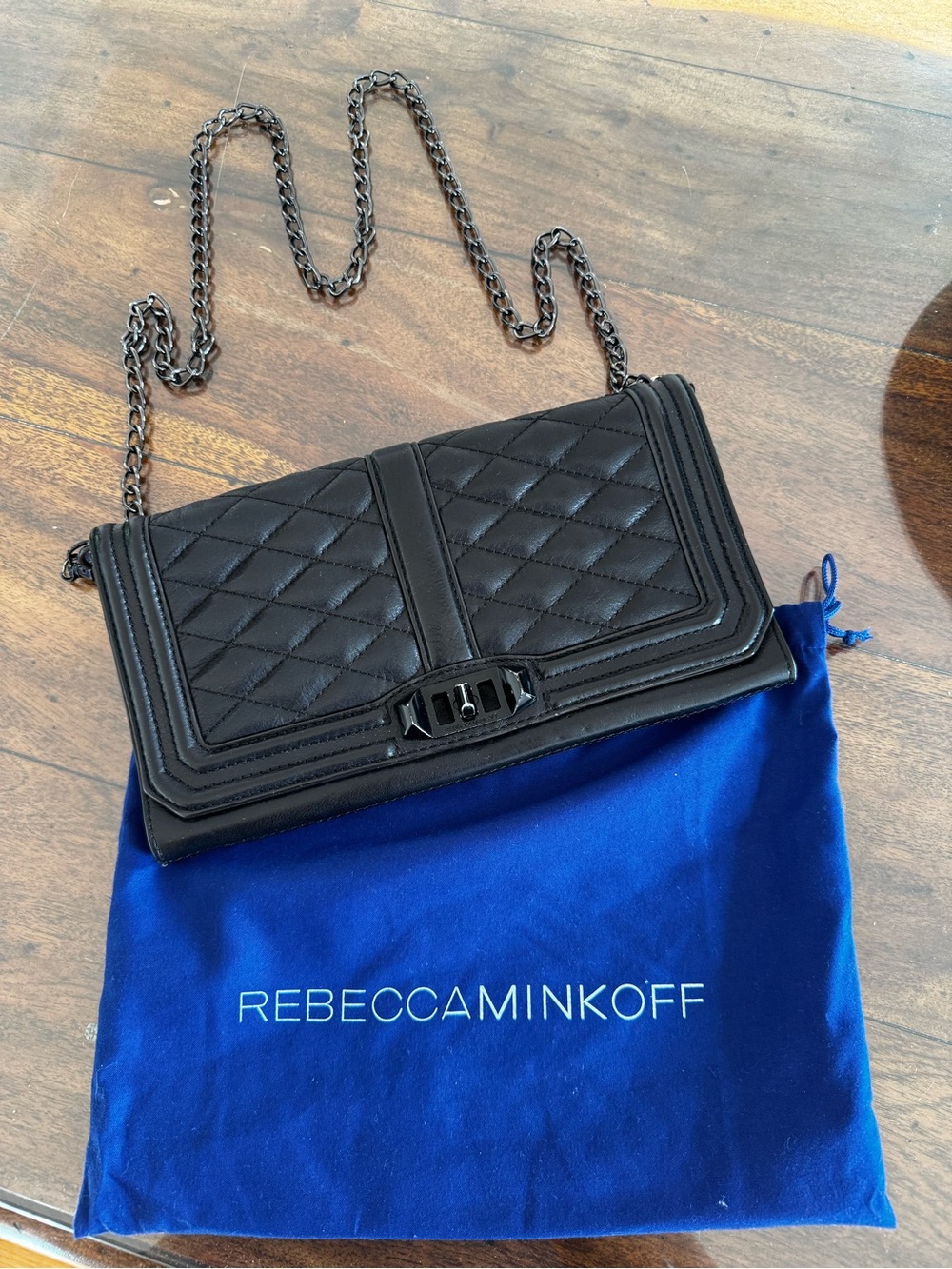 Rebecca Minkoff Black Quilted Leather Convertible Chain Crossbody